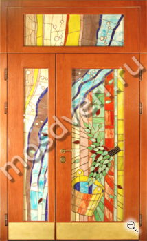Элитная входная дверь МДФ с витражами - купить от производителя Мосдвери Элитная входная дверь МДФ с витражами